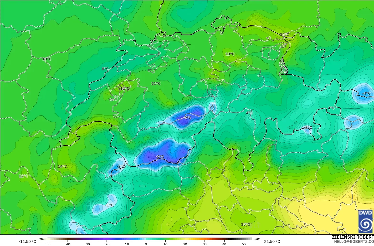 ICON modelo - Suiza, Punto de rocío a 2 m