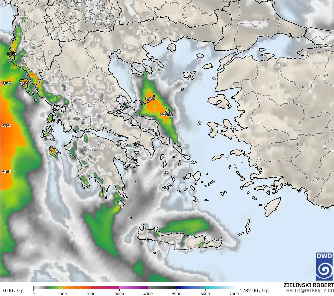 ICON modelo - Grecia, CAPE