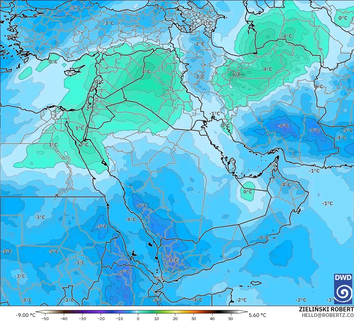 ICON modelo - Oriente Medio, Temperatura a 500 hPa
