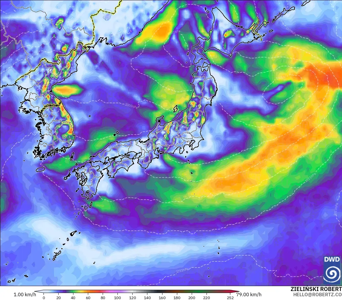 ICON modelo - Japón, Ráfagas de viento