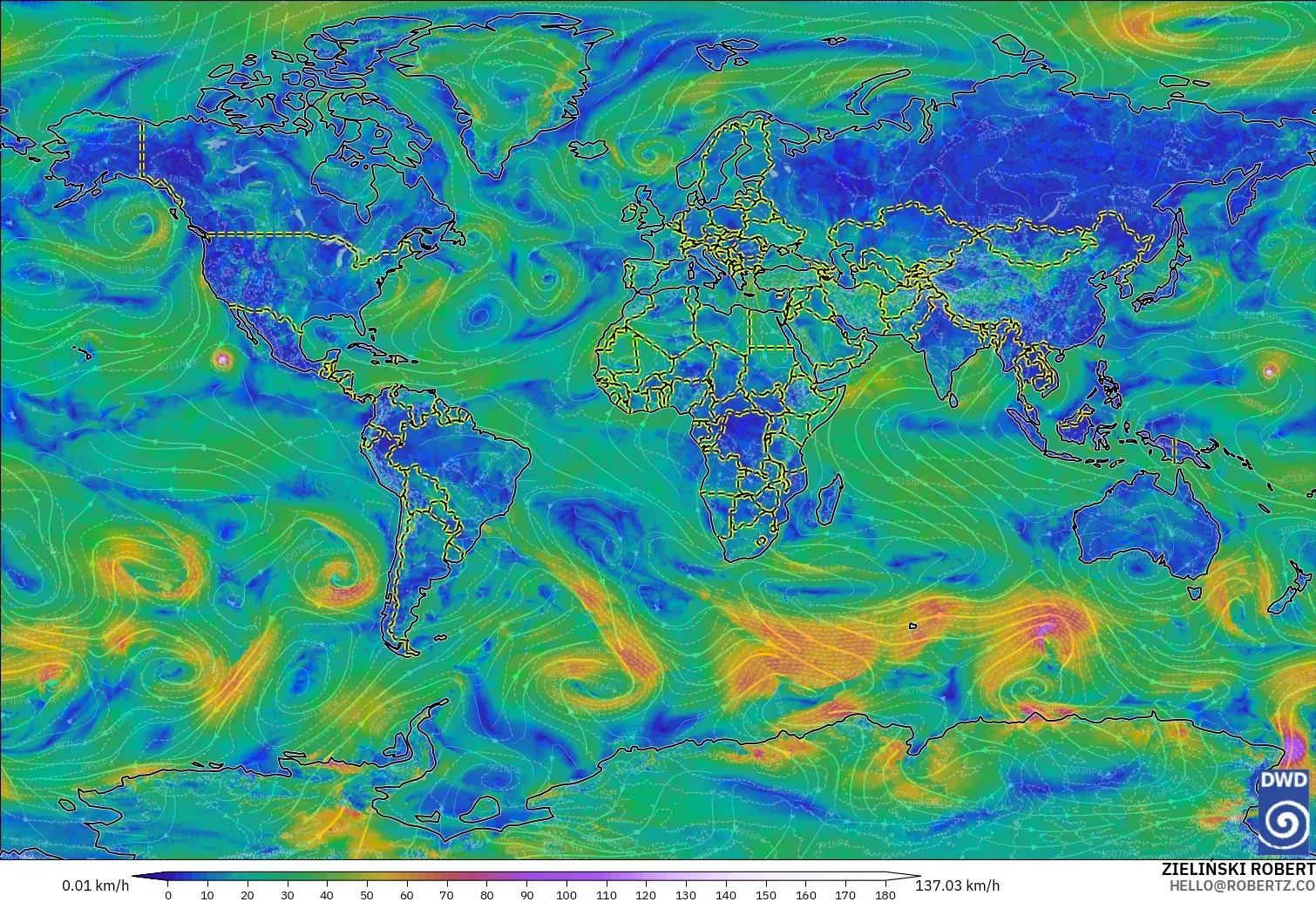 ICON modelo - Mundo, Viento a 10 m