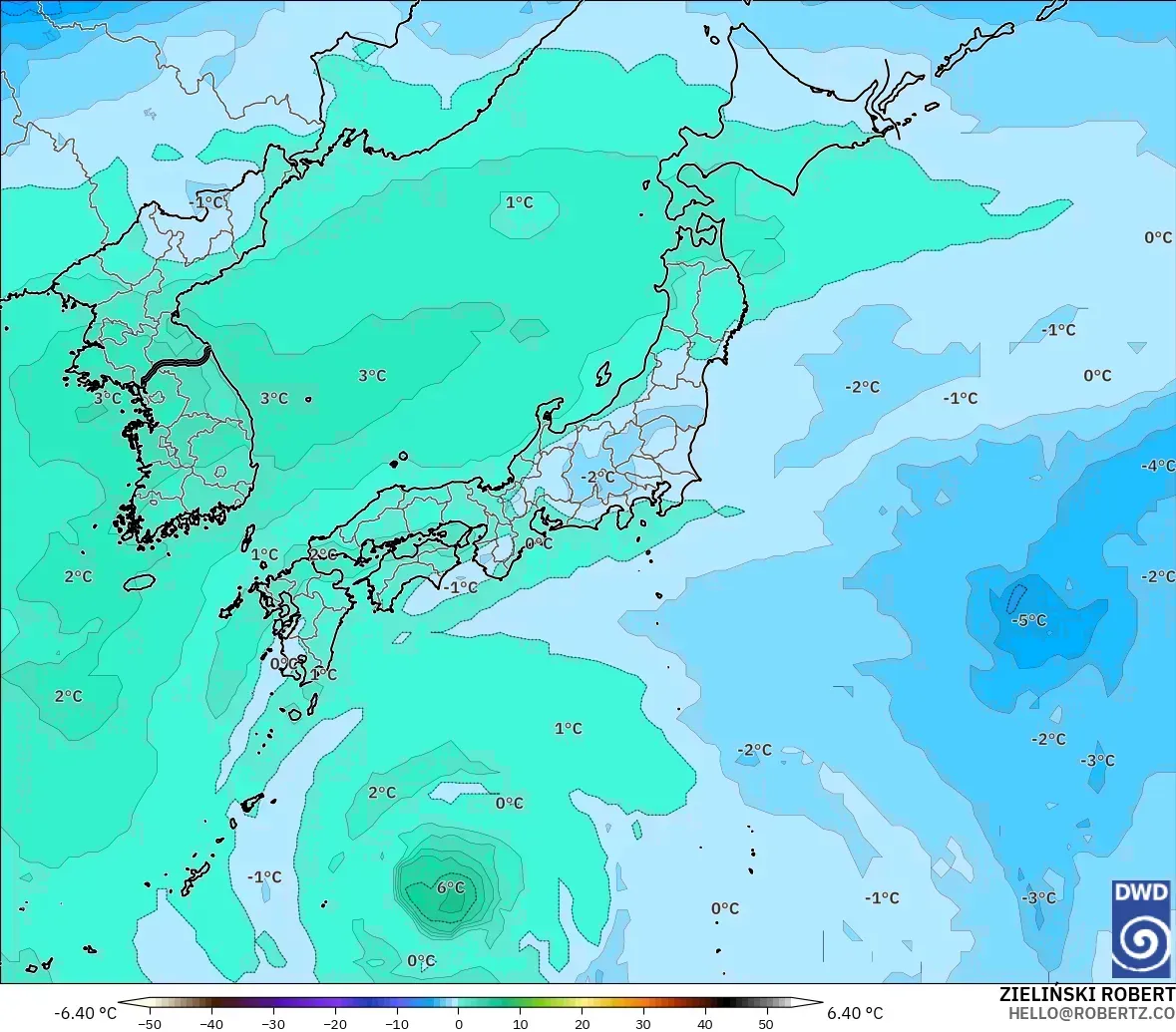 ICON modelo - Japón, Temperatura a 500 hPa