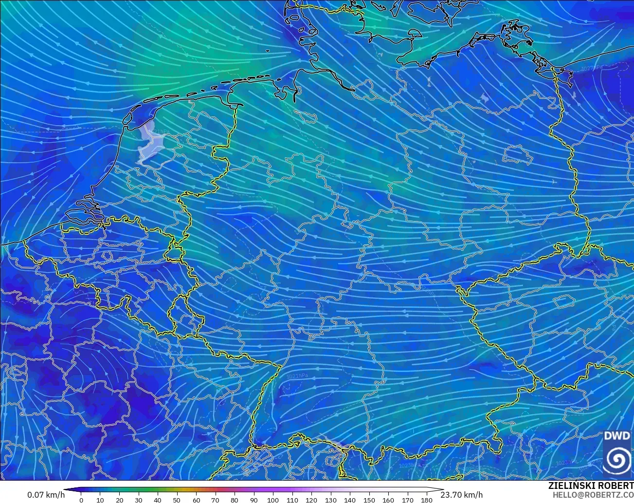 ICON modelo - Alemania, Viento a 10 m
