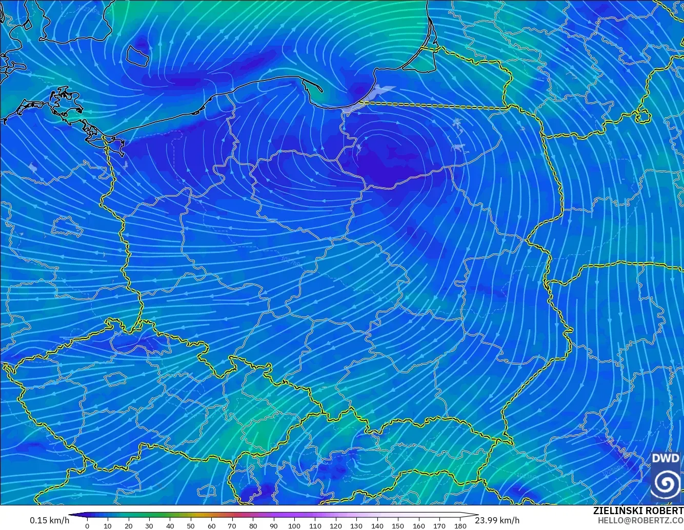 ICON modelo - Polonia, Viento a 10 m