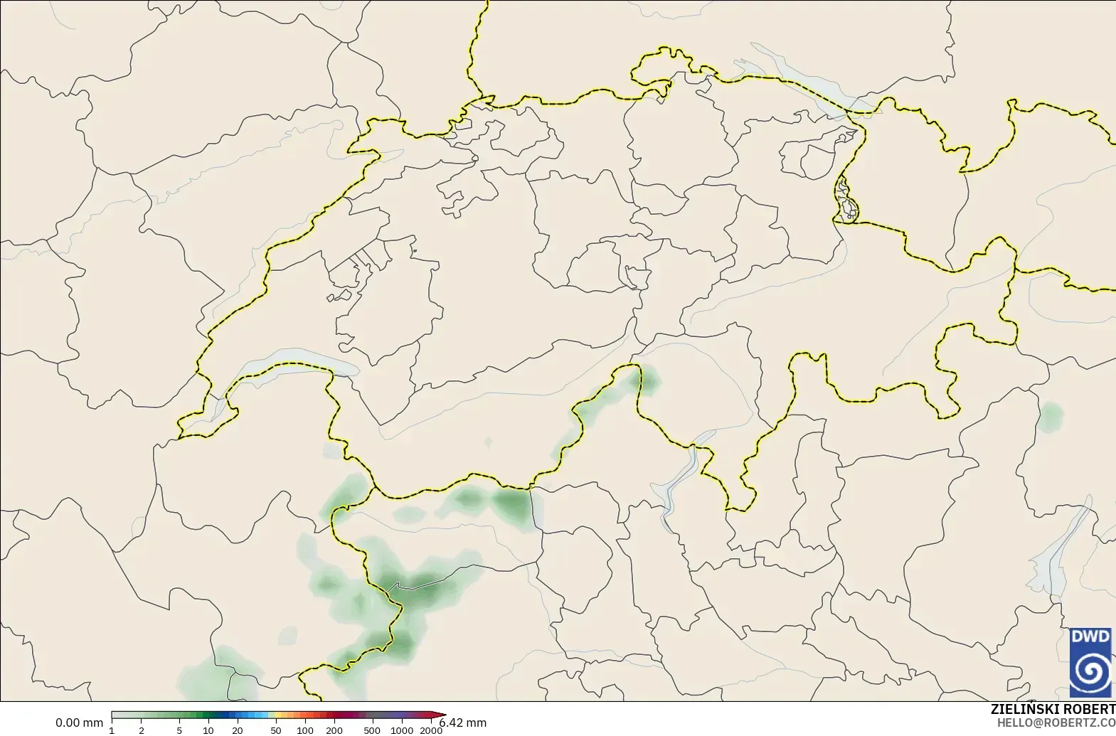 ICON modelo - Suiza, Acumulación de precipitación