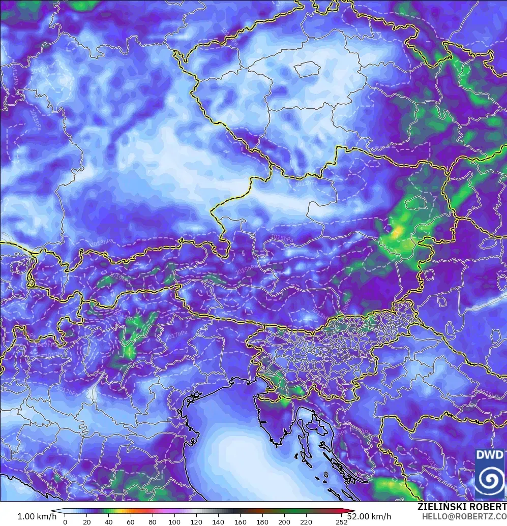 ICON modelo - Austria, Ráfagas de Viento Máximas