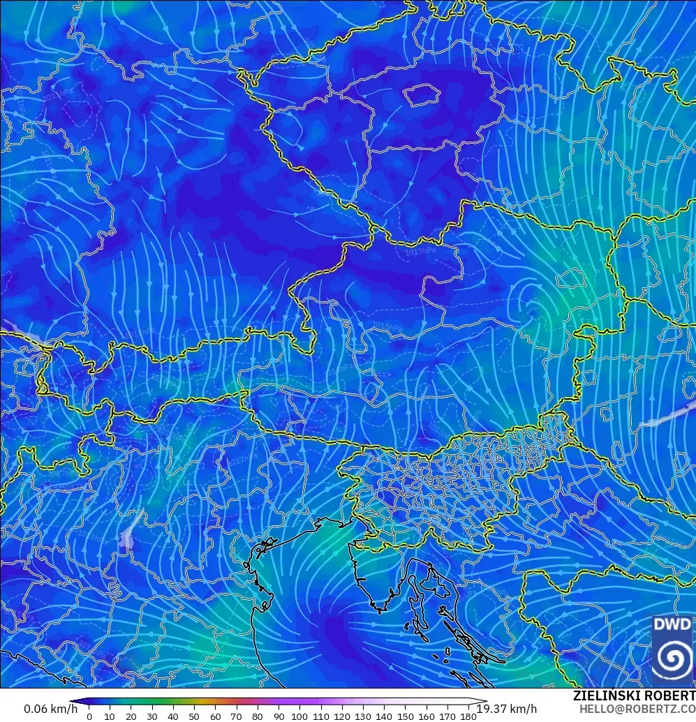 ICON modelo - Austria, Viento a 10 m