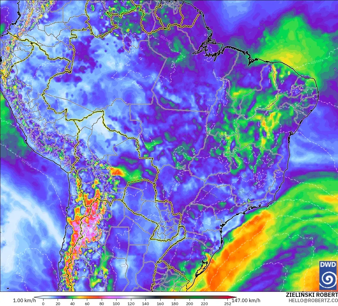 ICON modelo - Brasil, Ráfagas de Viento Máximas