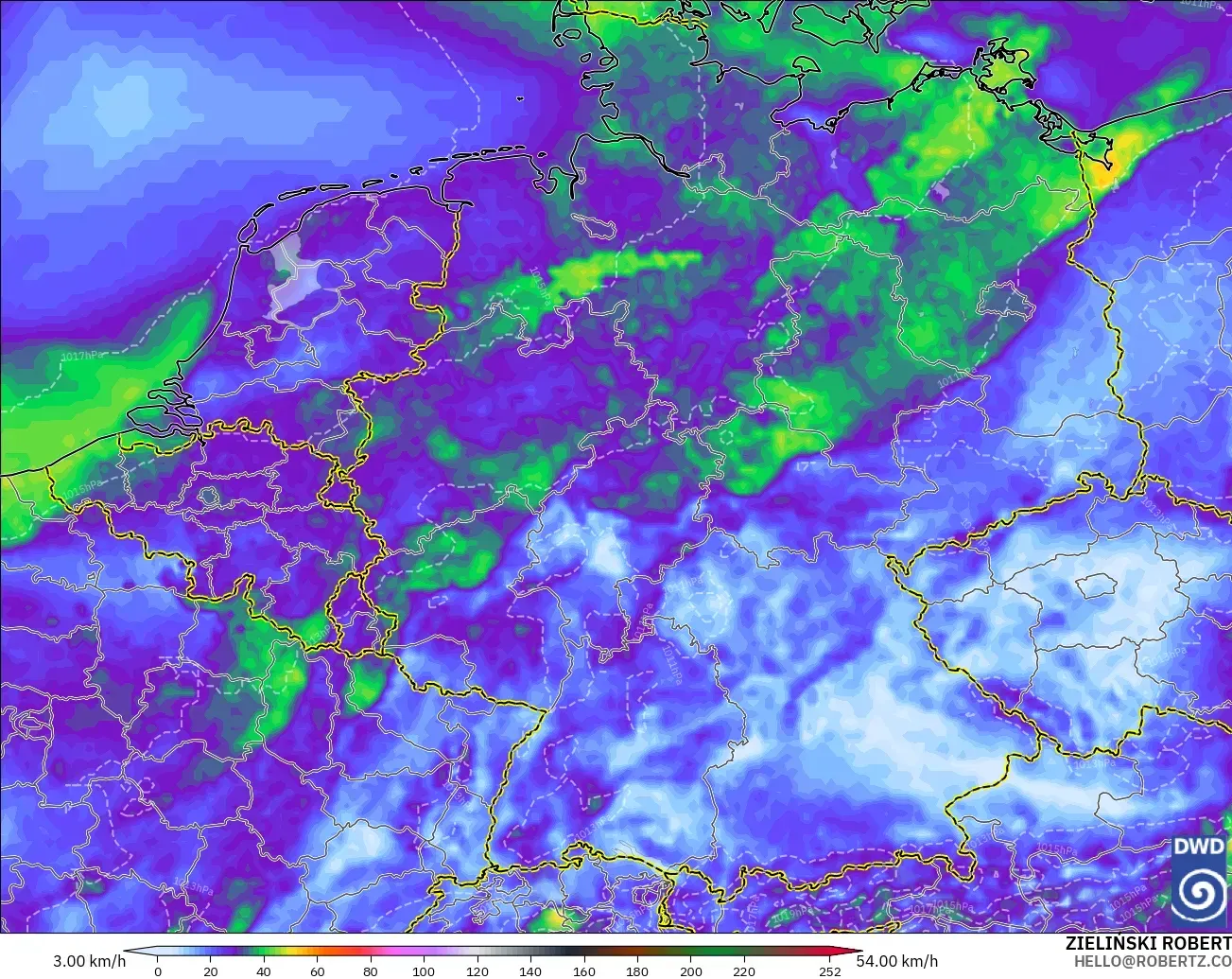 ICON modelo - Alemania, Ráfagas de Viento Máximas