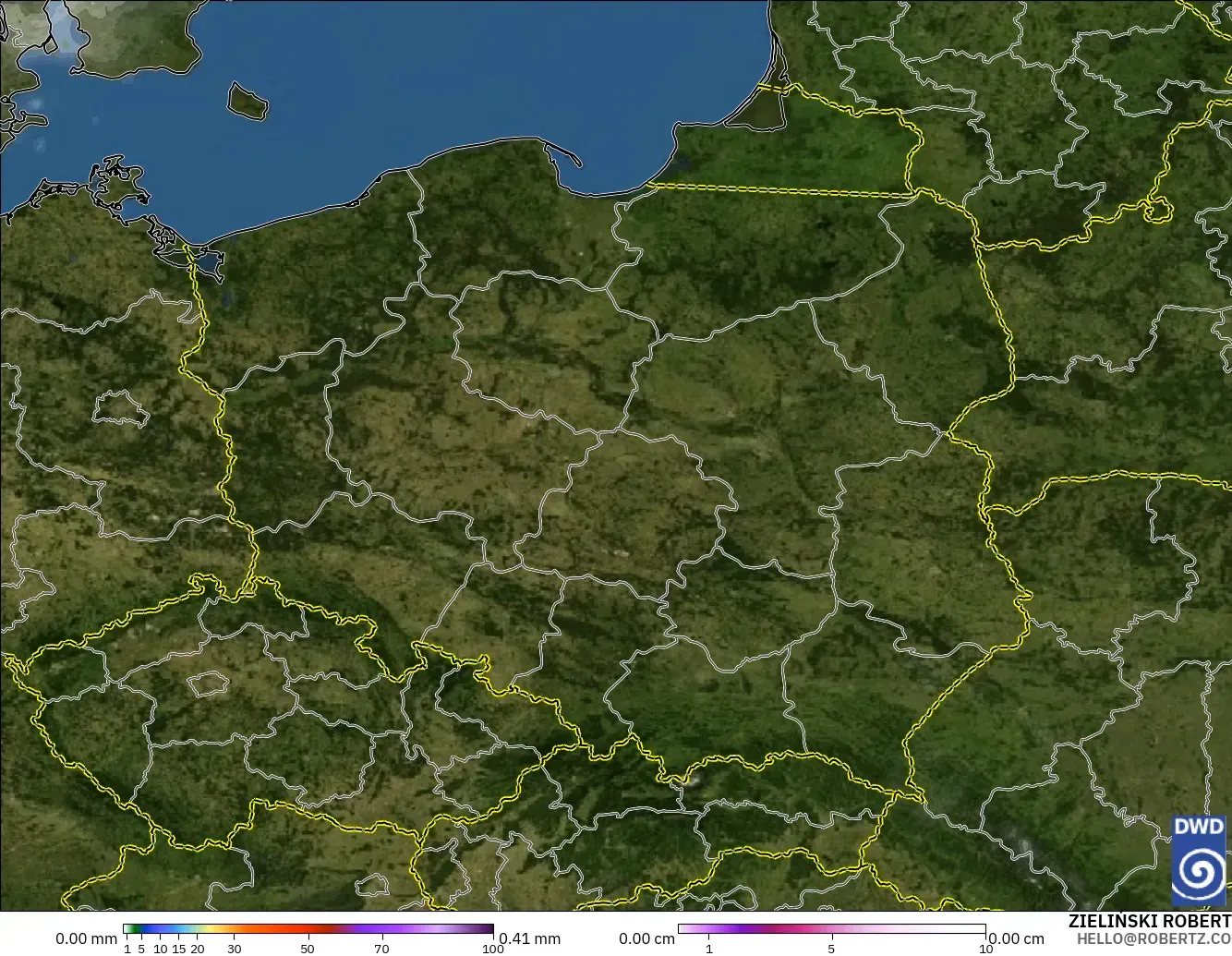 ICON modelo - Polonia, Precipitación, nubes y presión
