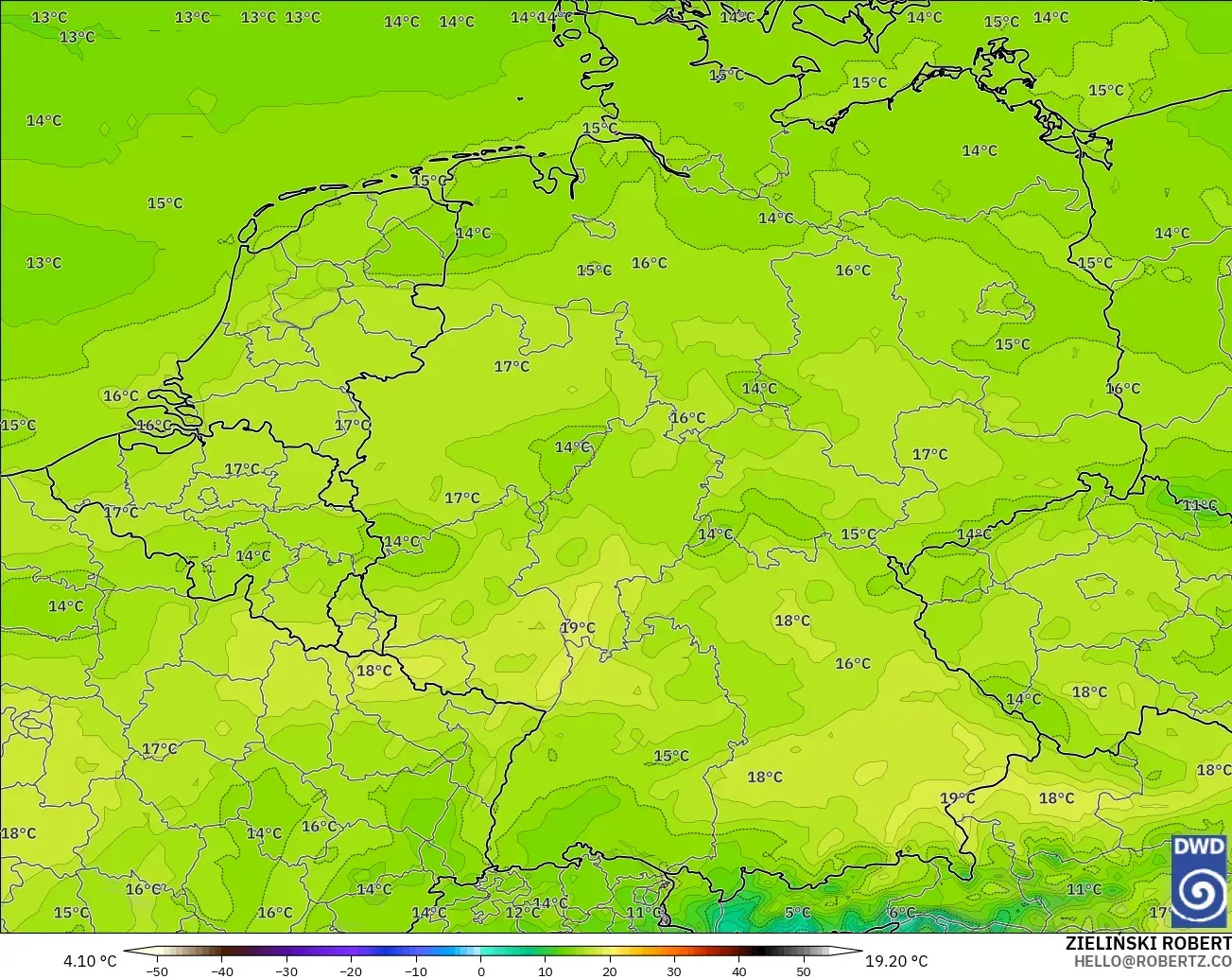 ICON modelo - Alemania, Punto de rocío a 2 m