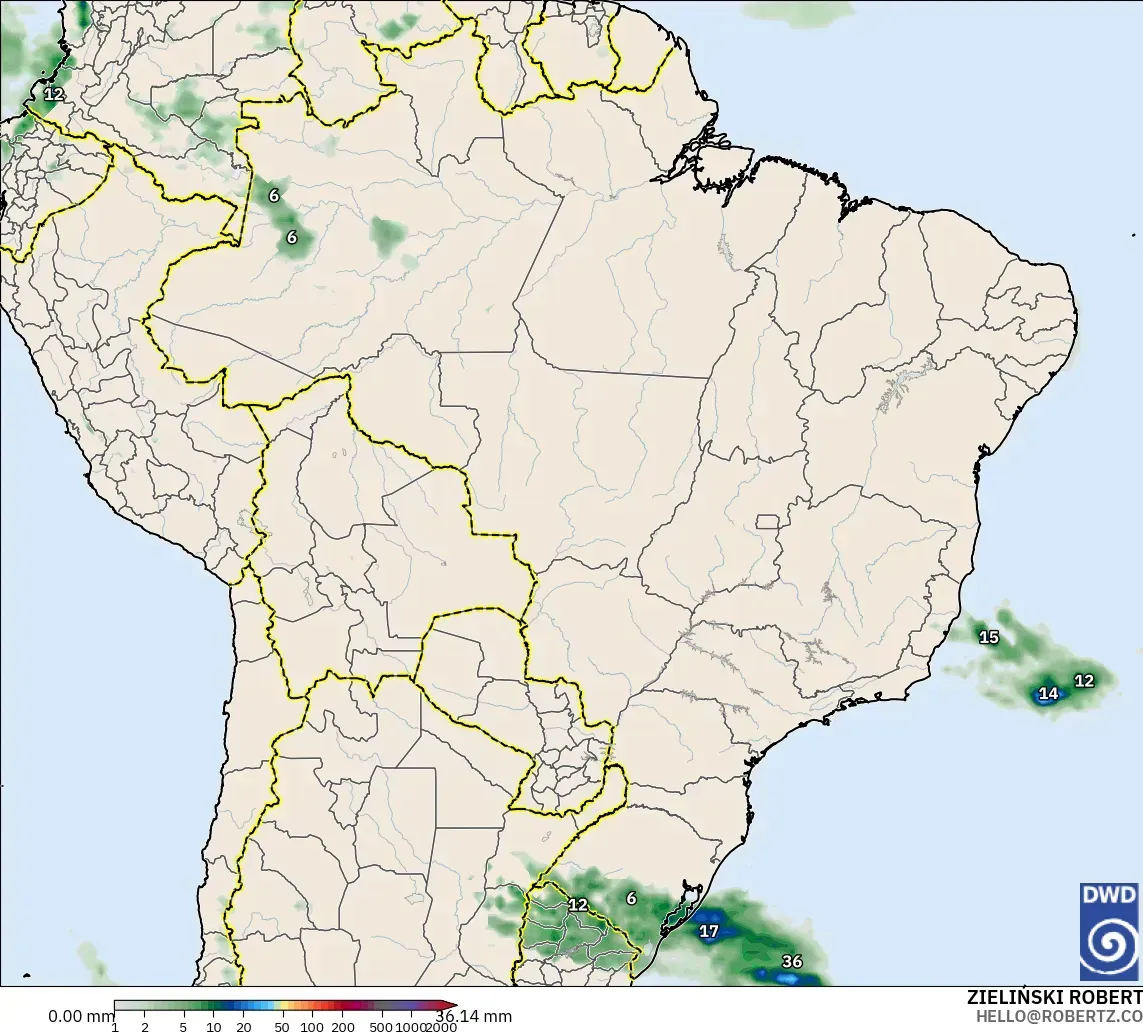 ICON modelo - Brasil, Acumulación de precipitación