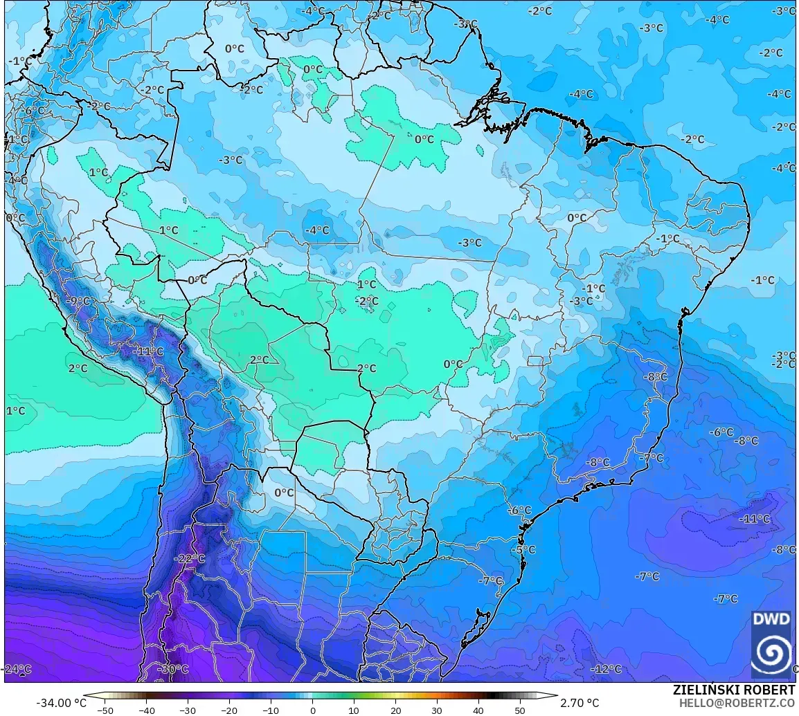 ICON modelo - Brasil, Temperatura a 500 hPa