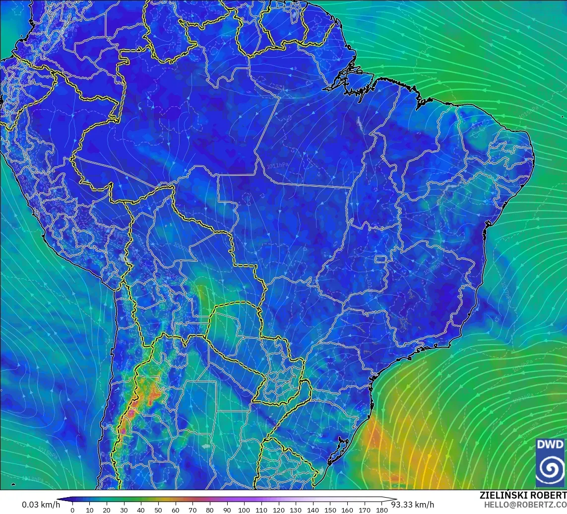 ICON modelo - Brasil, Viento a 10 m