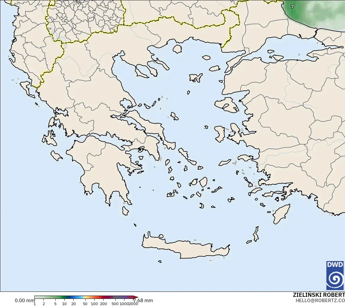 ICON modelo - Grecia, Acumulación de precipitación