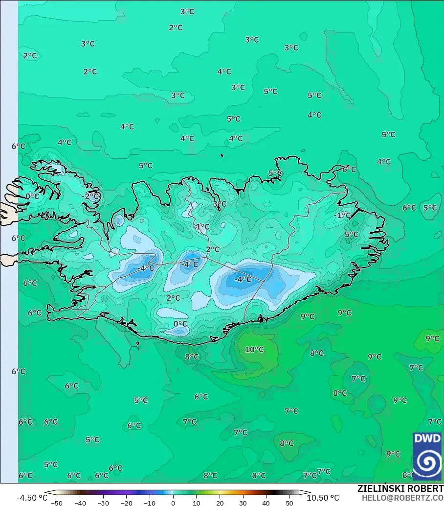 ICON modelo - Islandia, Punto de rocío a 2 m