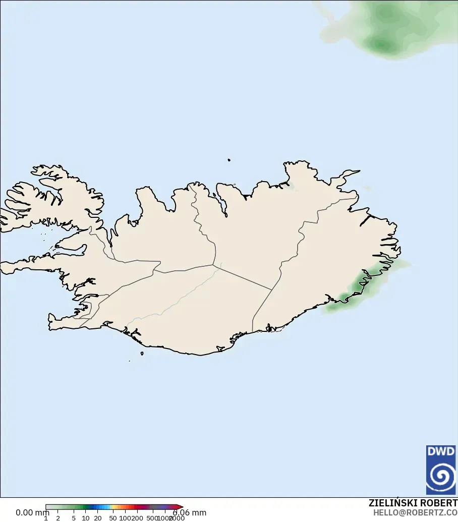 ICON modelo - Islandia, Acumulación de precipitación