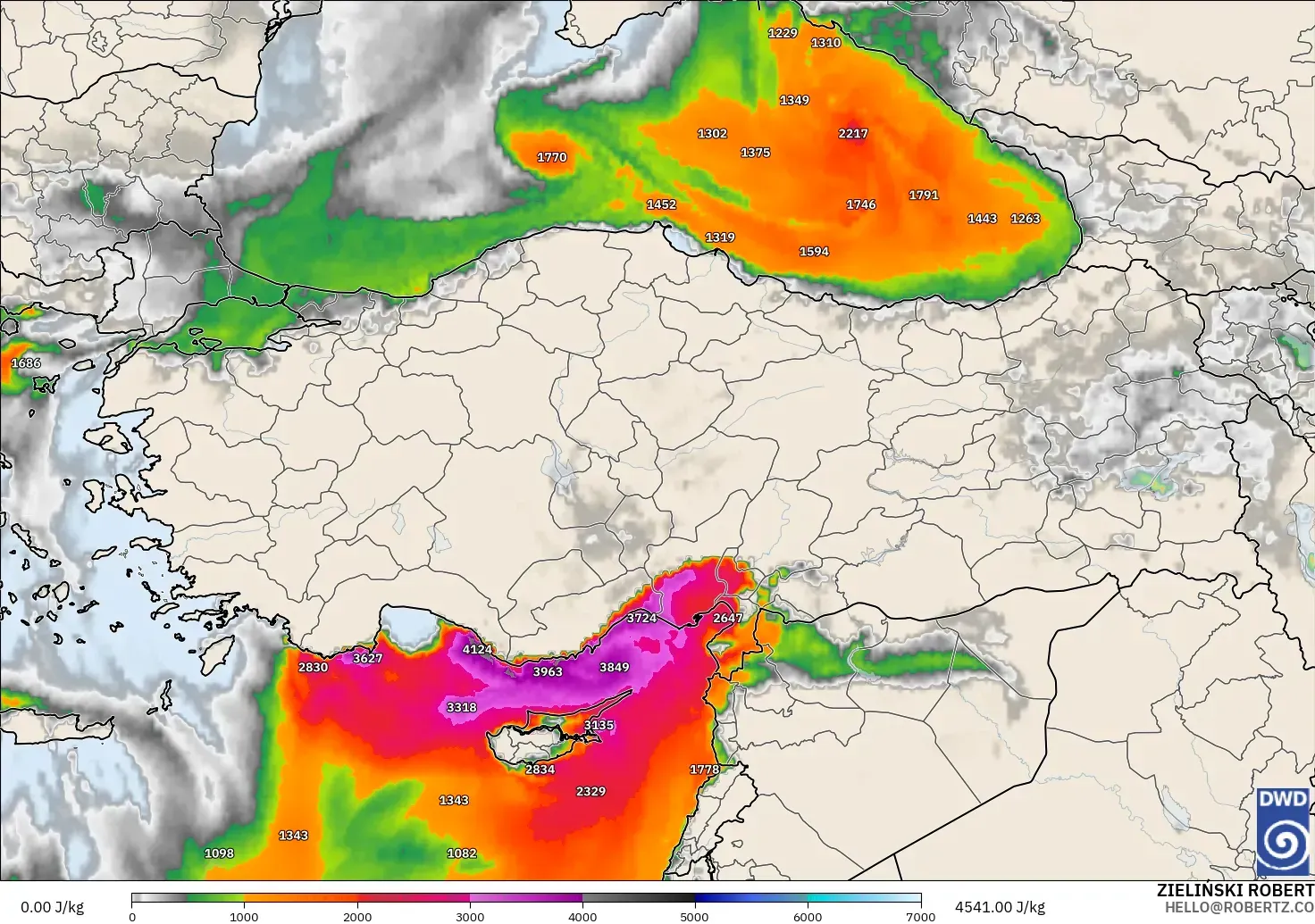 ICON modelo - Turquía, CAPE