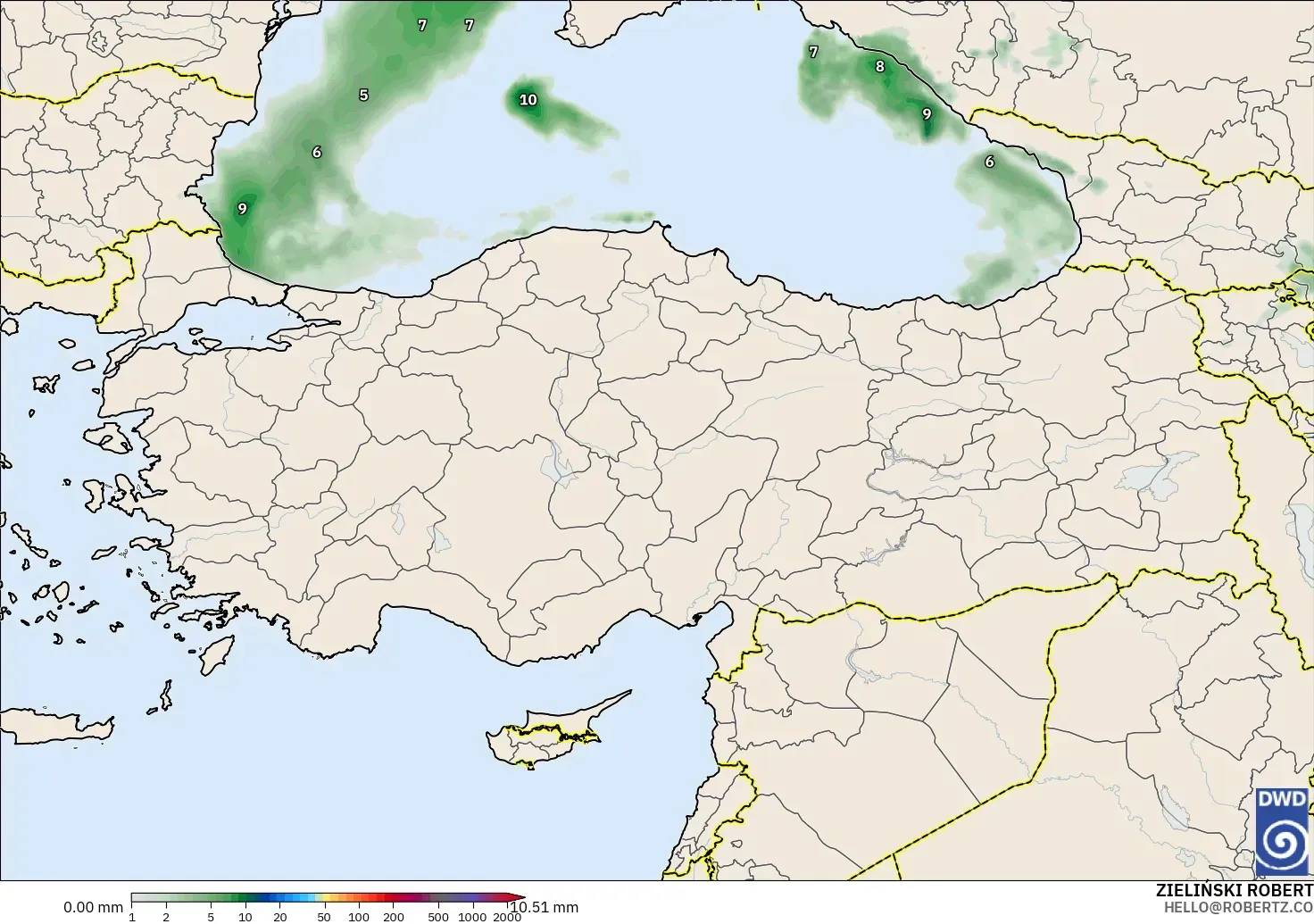 ICON modelo - Turquía, Acumulación de precipitación