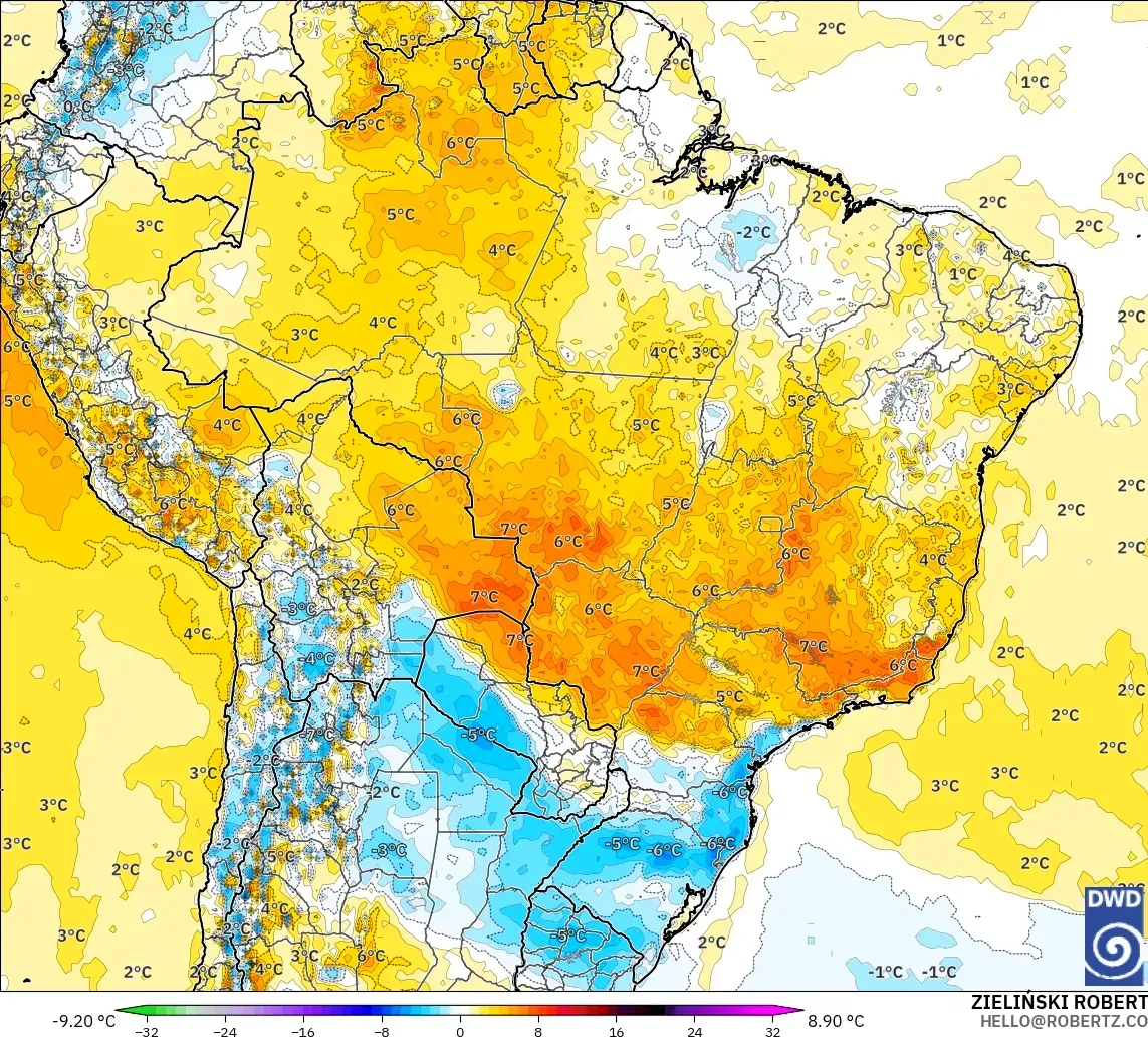 ICON modelo - Brasil, Anomalía de temperatura a 2 m