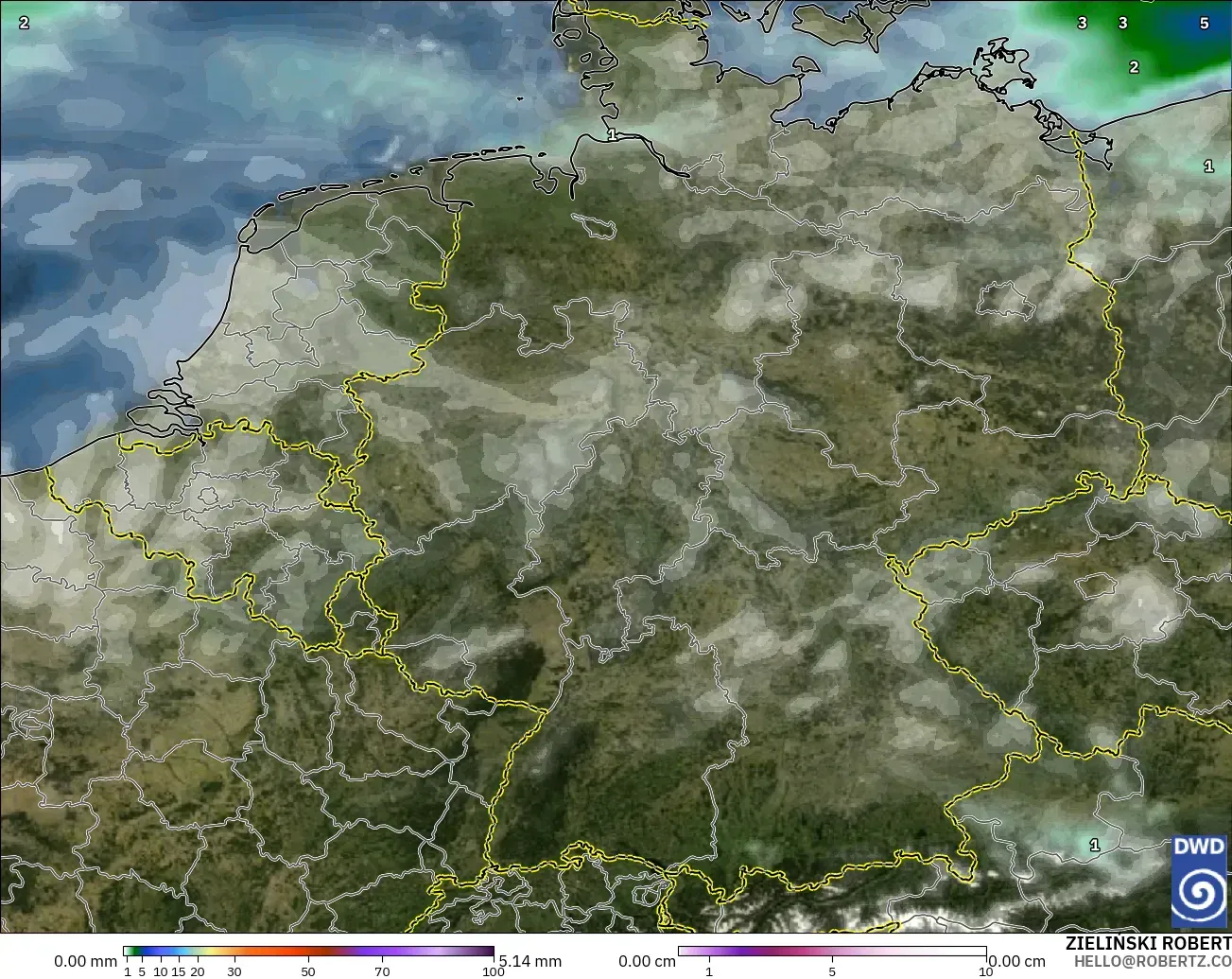 ICON modelo - Alemania, Precipitación, nubes y presión