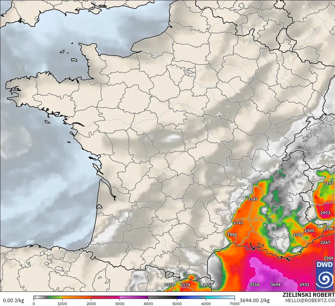 ICON modelo - Francia, CAPE