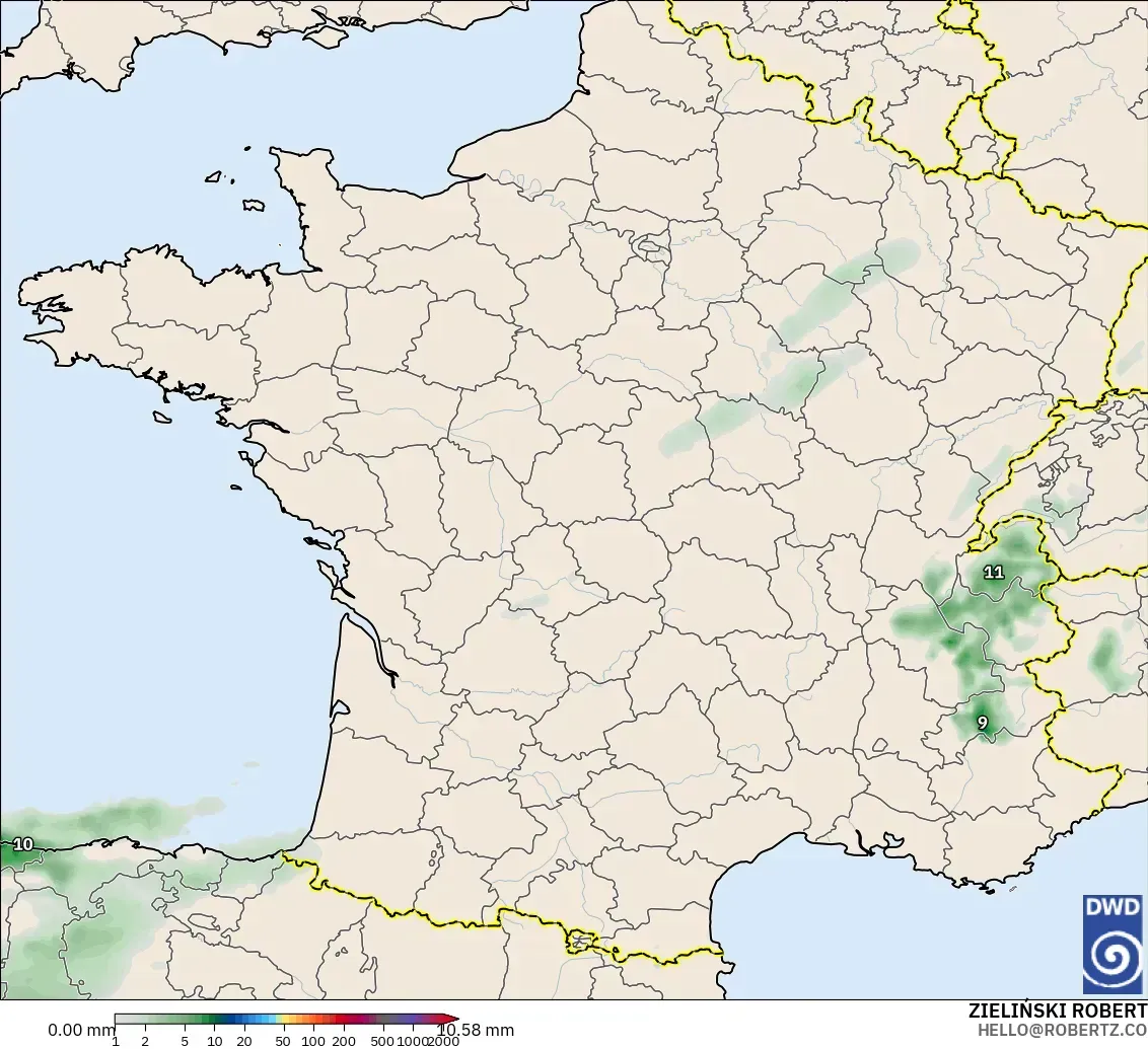 ICON modelo - Francia, Acumulación de precipitación