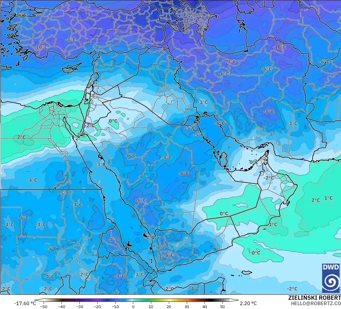 ICON modelo - Oriente Medio, Temperatura a 500 hPa