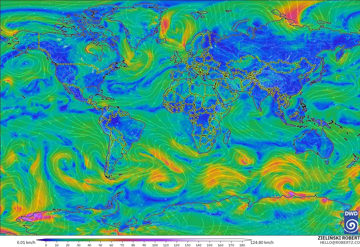 ICON modelo - Mundo, Viento a 10 m