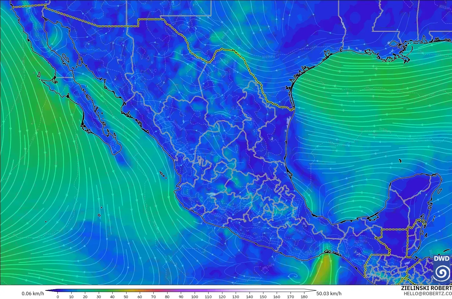 ICON modelo - México, Viento a 10 m