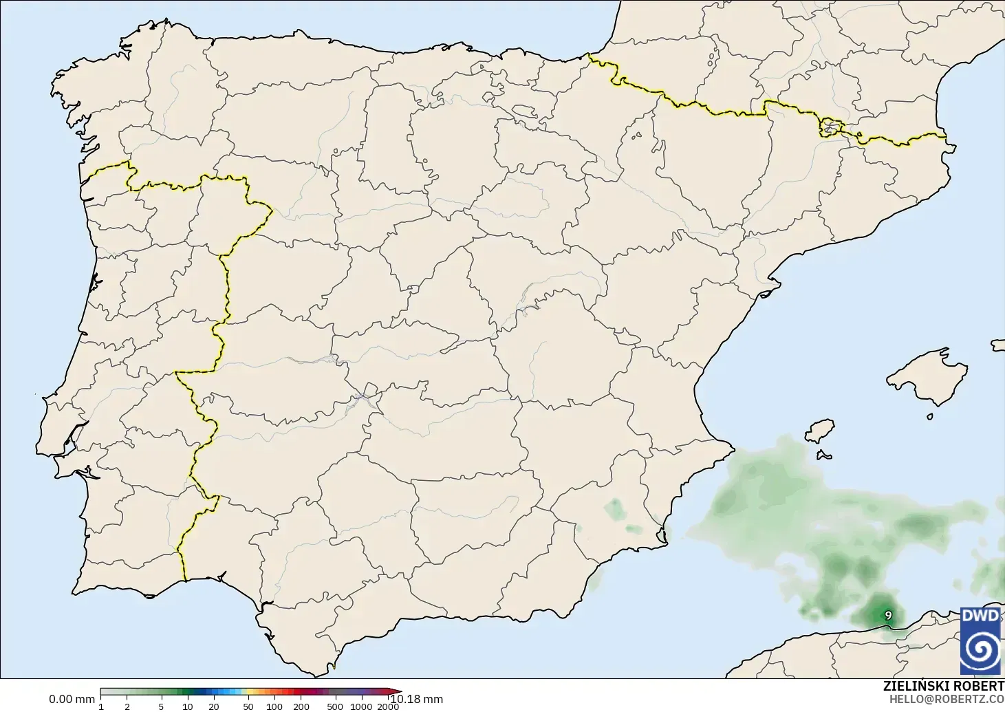 ICON modelo - España, Acumulación de precipitación