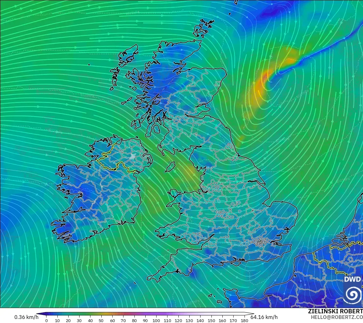 ICON modelo - Reino Unido, Viento a 10 m