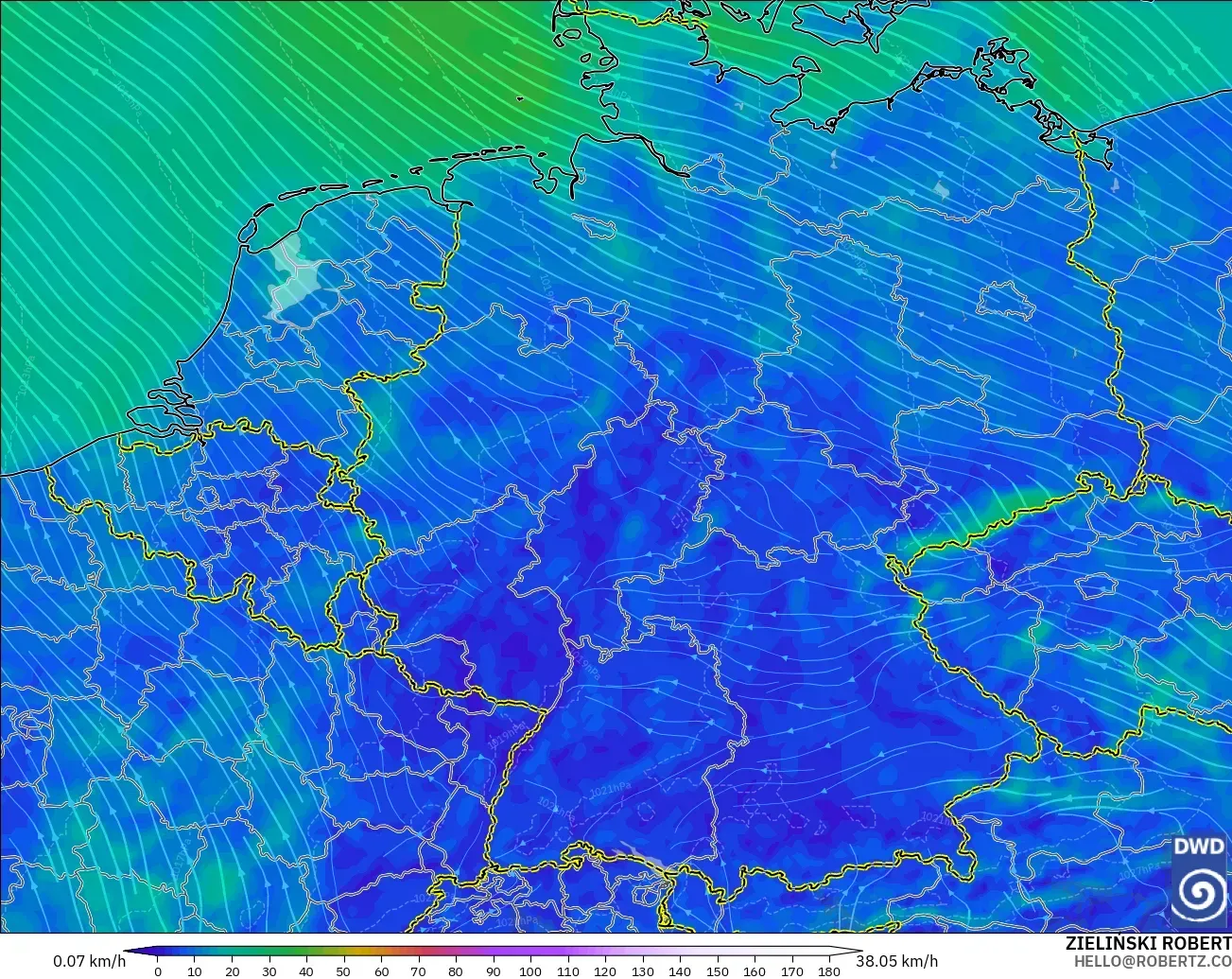 ICON modelo - Alemania, Viento a 10 m