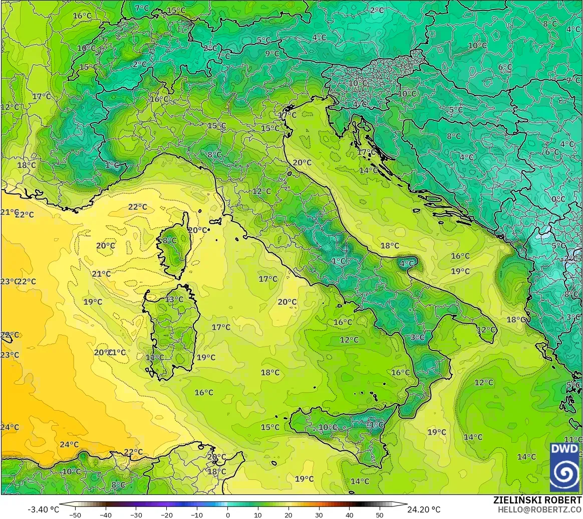 ICON modelo - Italia, Punto de rocío a 2 m