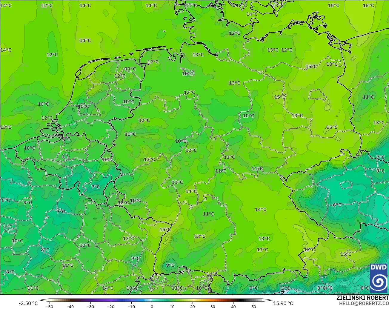 ICON modelo - Alemania, Punto de rocío a 2 m