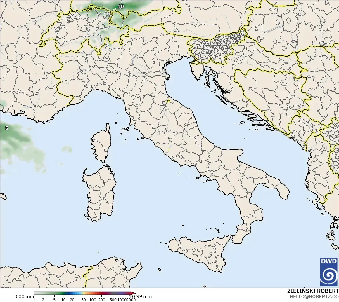 ICON modelo - Italia, Acumulación de precipitación