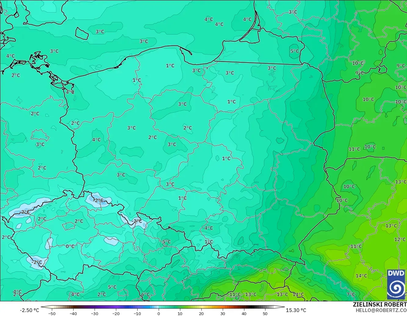 ICON modelo - Polonia, Temperatura a 850 hPa