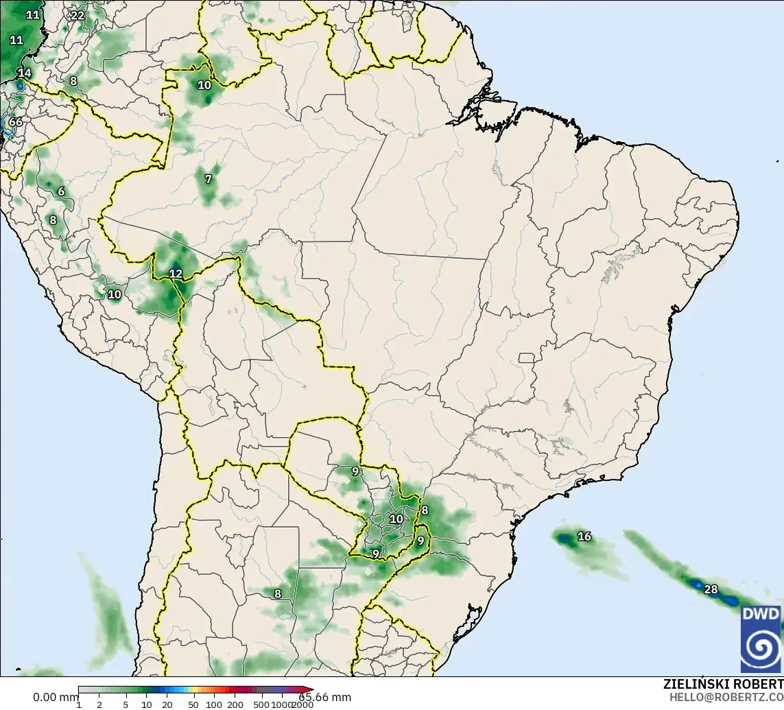 ICON modelo - Brasil, Acumulación de precipitación