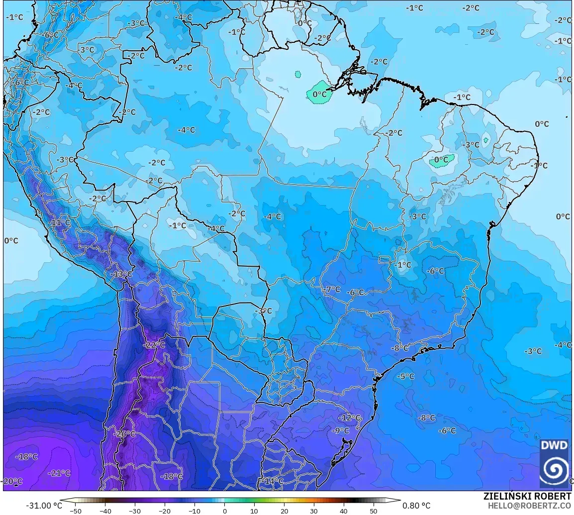ICON modelo - Brasil, Temperatura a 500 hPa