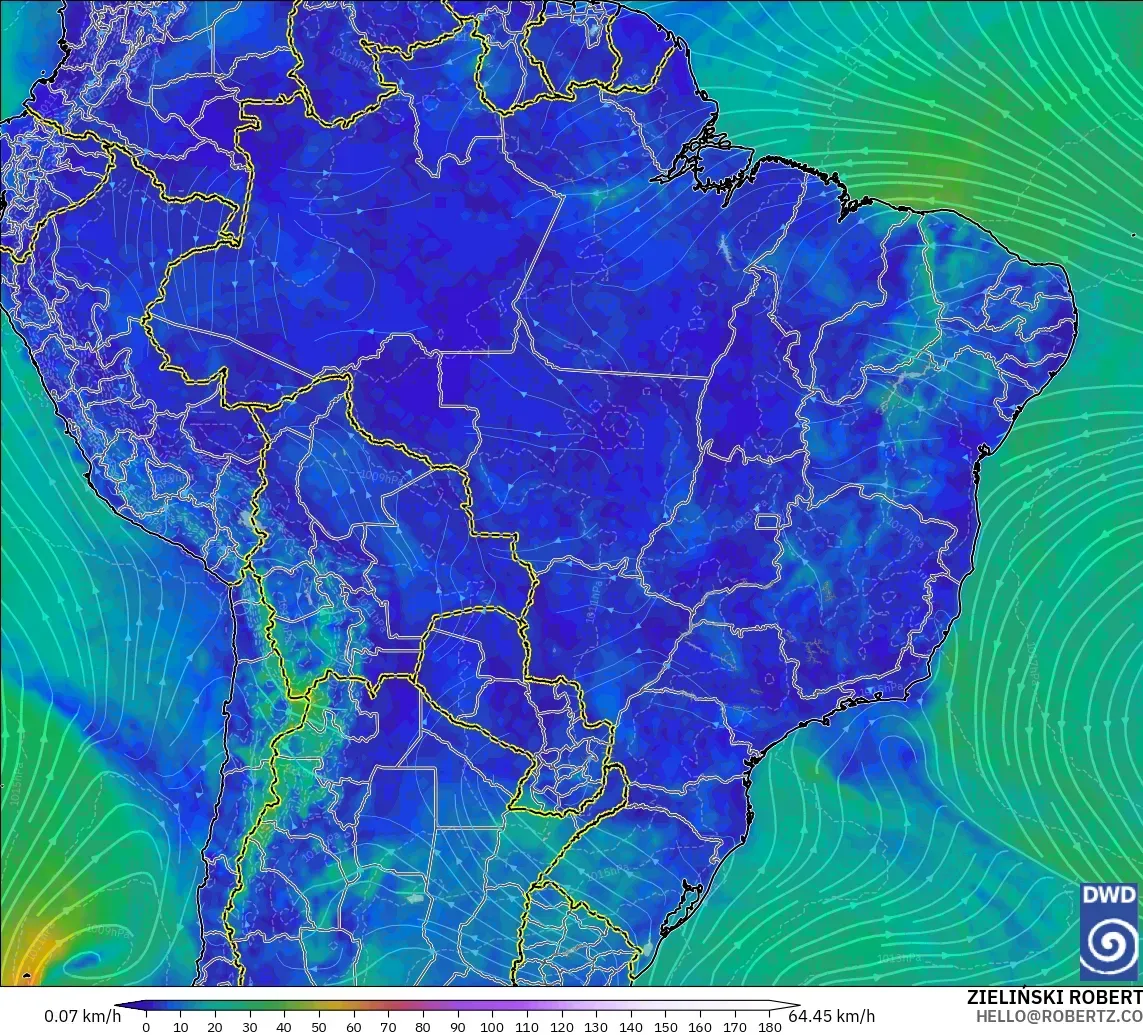 ICON modelo - Brasil, Viento a 10 m