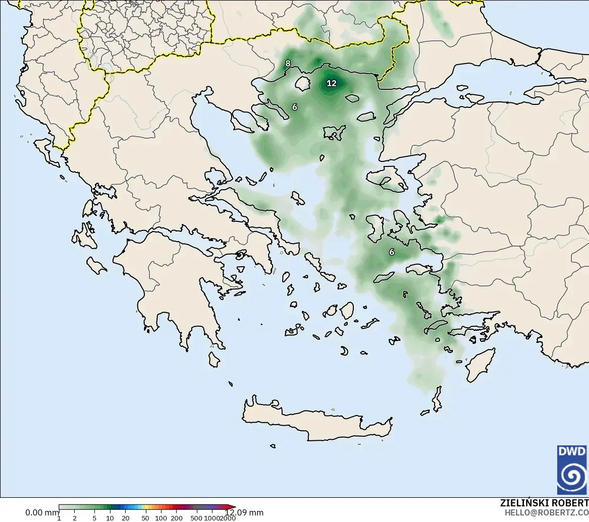 ICON modelo - Grecia, Acumulación de precipitación