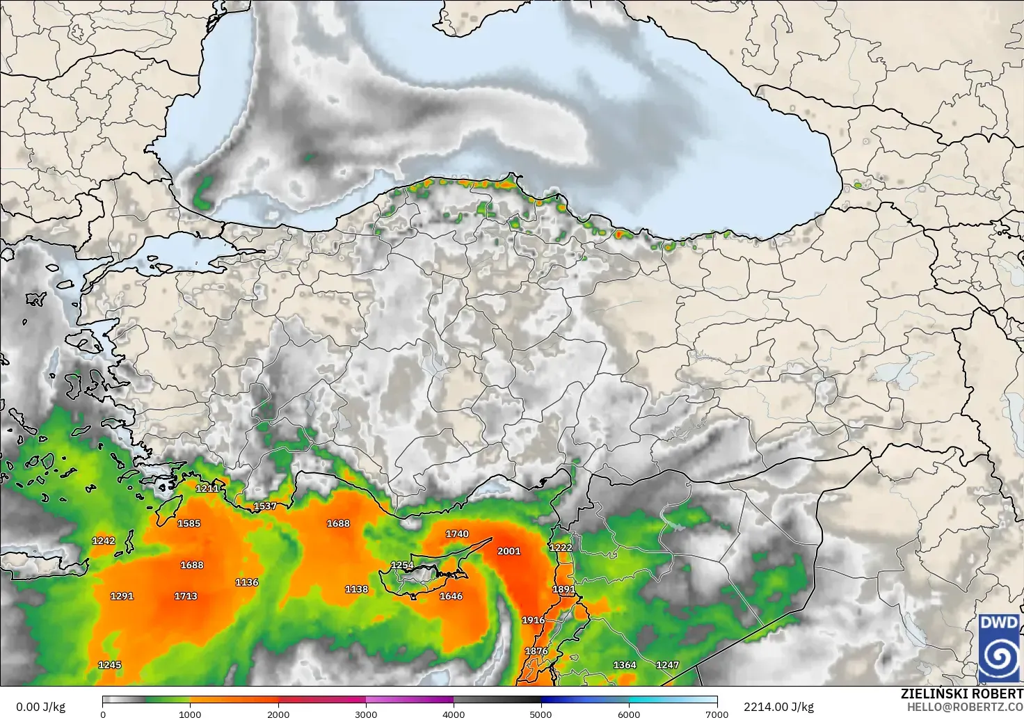 ICON modelo - Turquía, CAPE