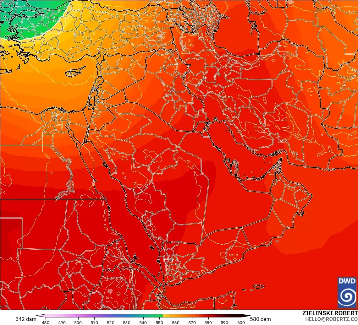 ICON modelo - Oriente Medio, Altura geopotencial a 500 hPa