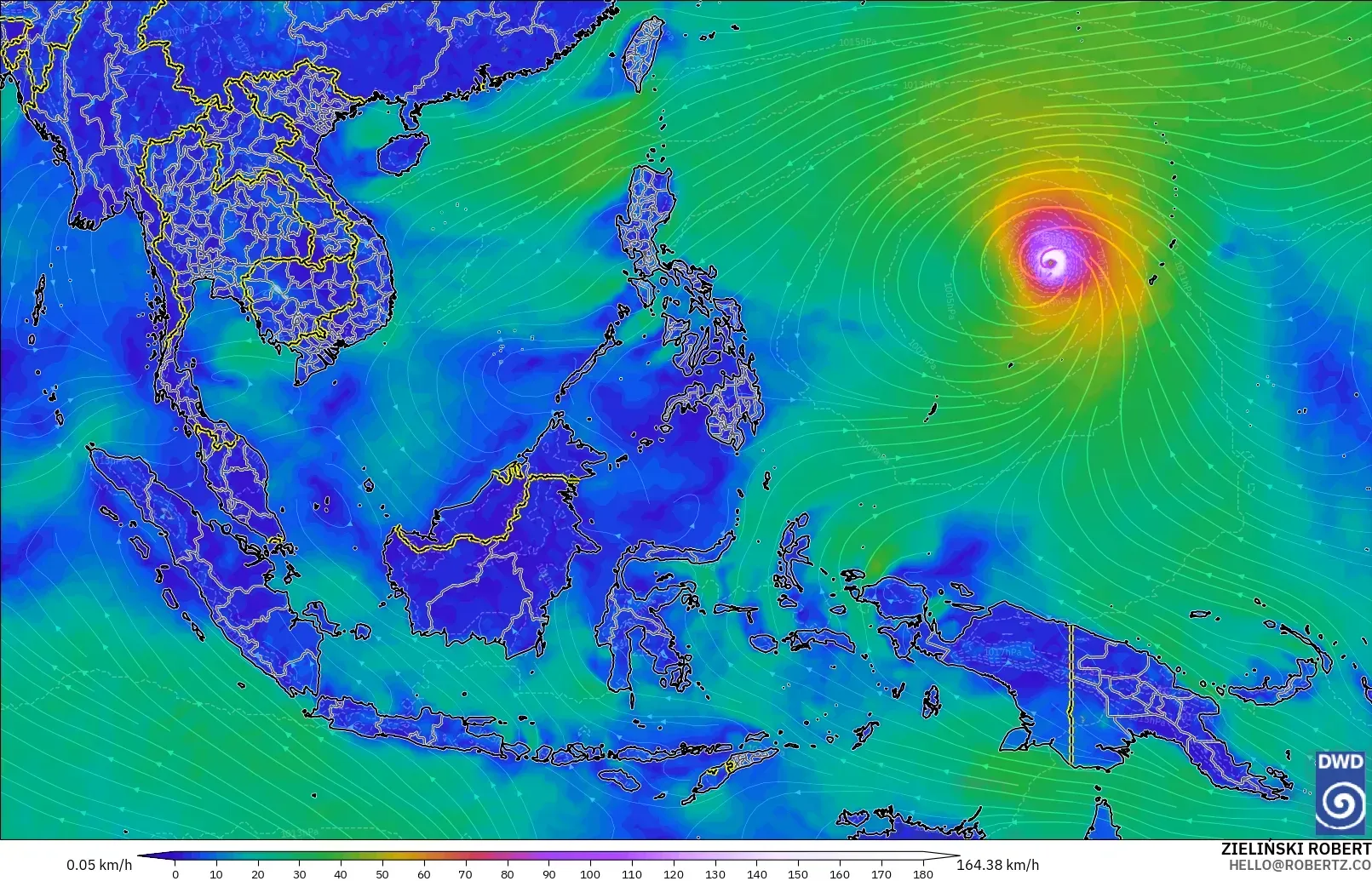 ICON modelo - Sudeste Asiático, Viento a 10 m