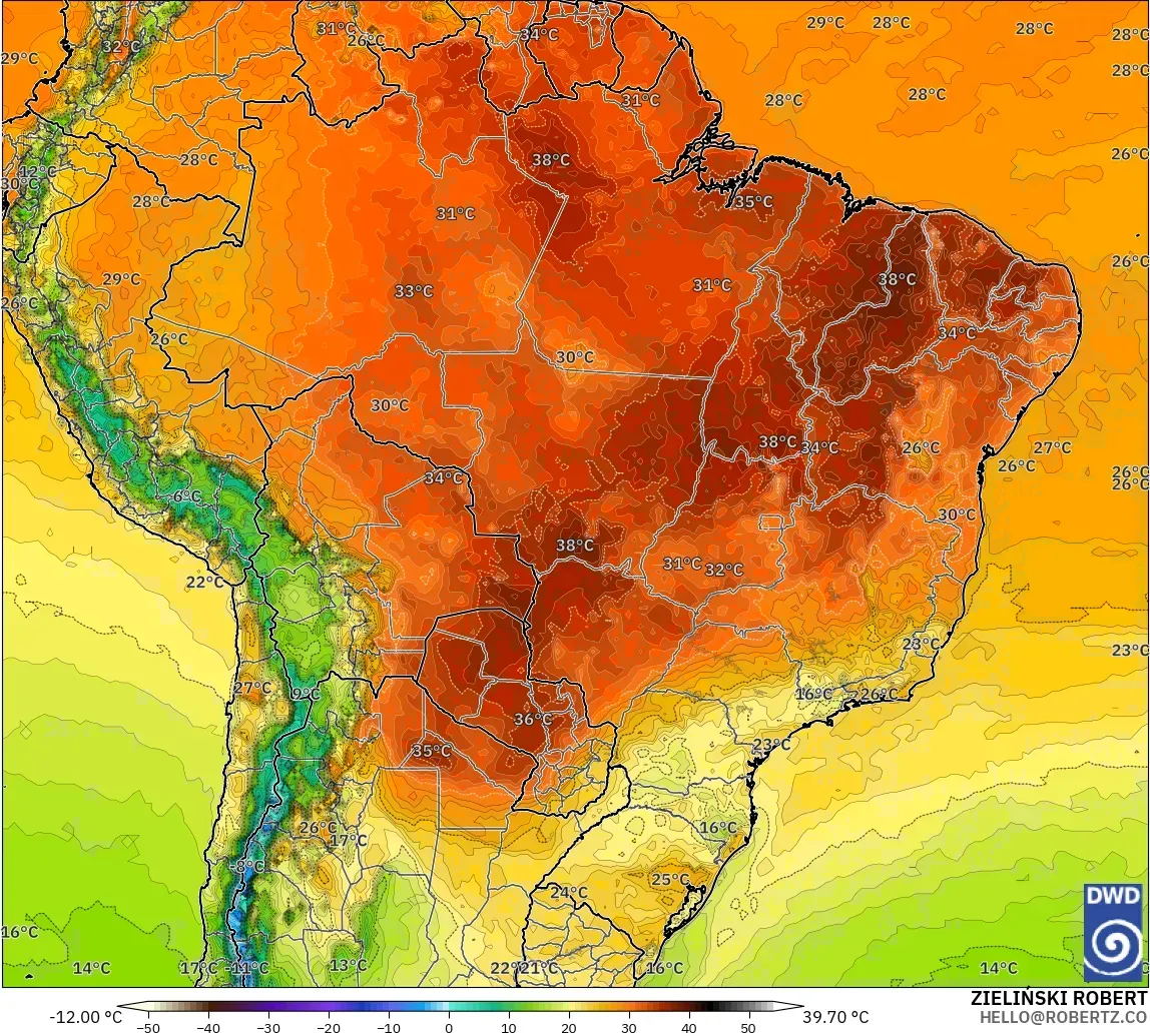 ICON modelo - Brasil, Temperatura a 2 m
