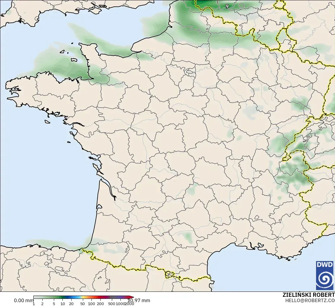 ICON modelo - Francia, Acumulación de precipitación