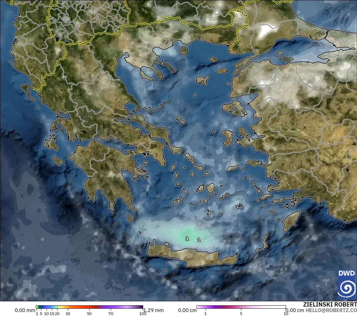ICON modelo - Grecia, Precipitación, nubes y presión