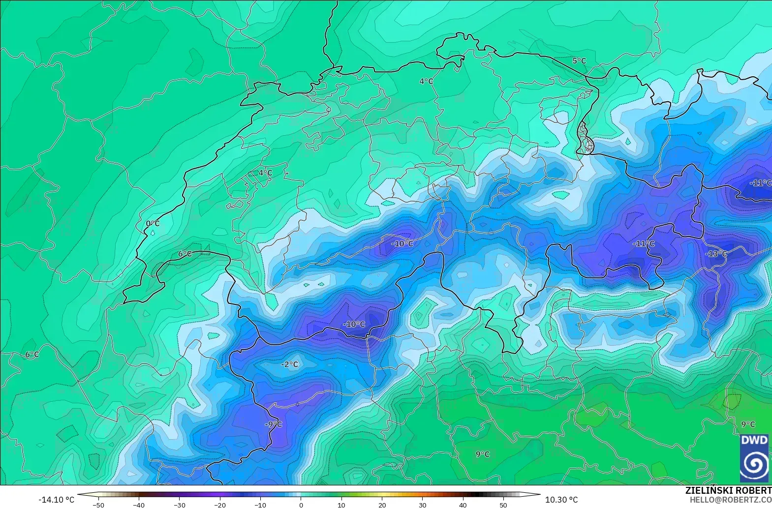 ICON modelo - Suiza, Punto de rocío a 2 m