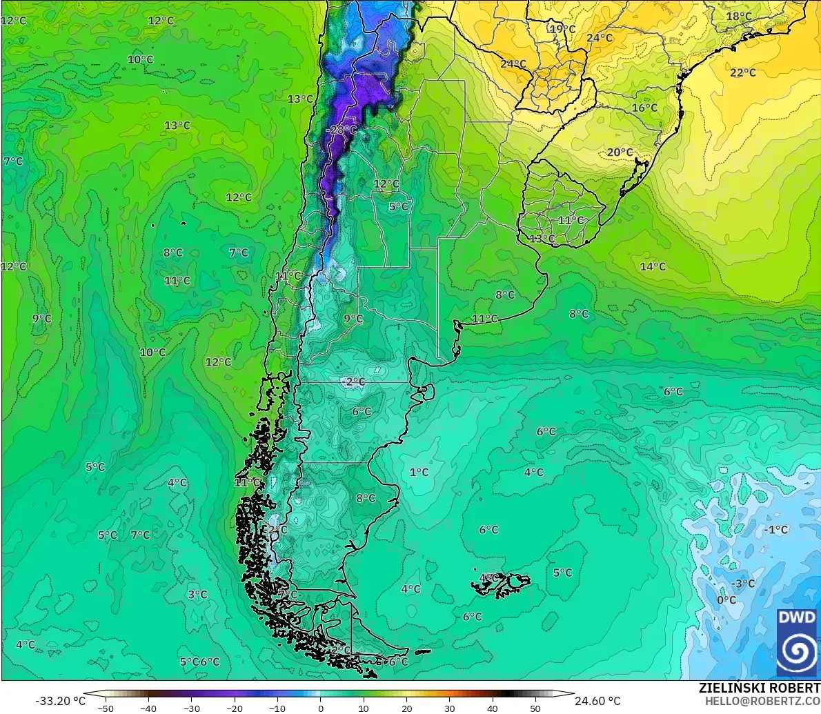 ICON modelo - Argentina, Punto de rocío a 2 m