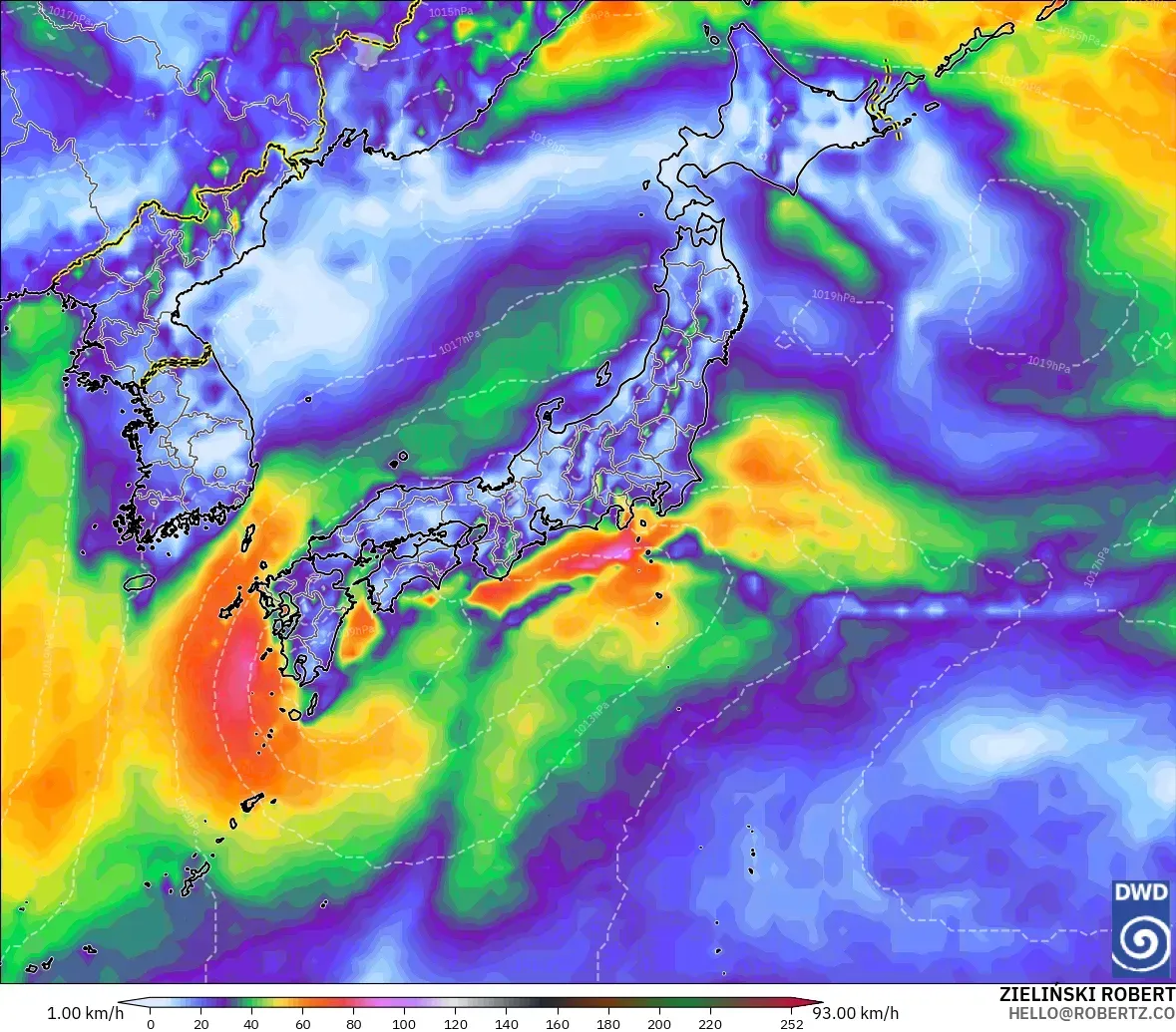 ICON modelo - Japón, Ráfagas de viento